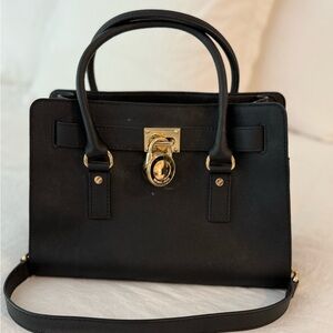 Michael Kors Black Satchel with Gold Accents